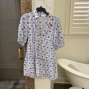 Floral Mini Dress - Blue and Red